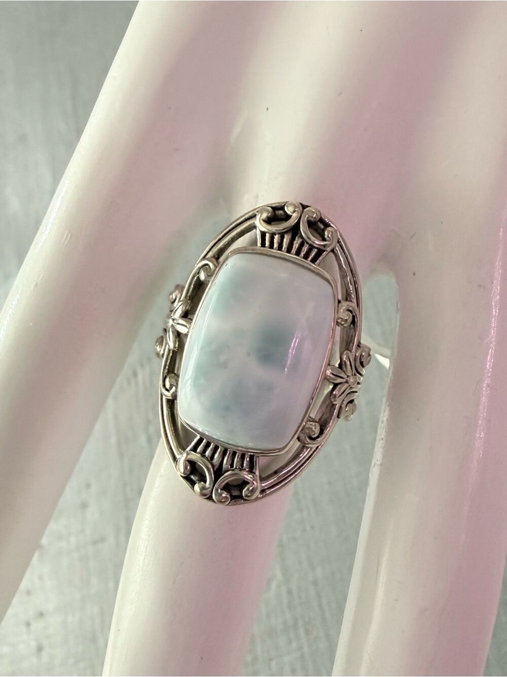BBJ 925 Sterling Silver Larimar Stone Ring Size 6.75 NEW
